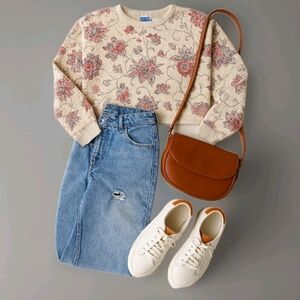 Vintage Big City Floral Textured Sweater – Size Medium – Made in USA